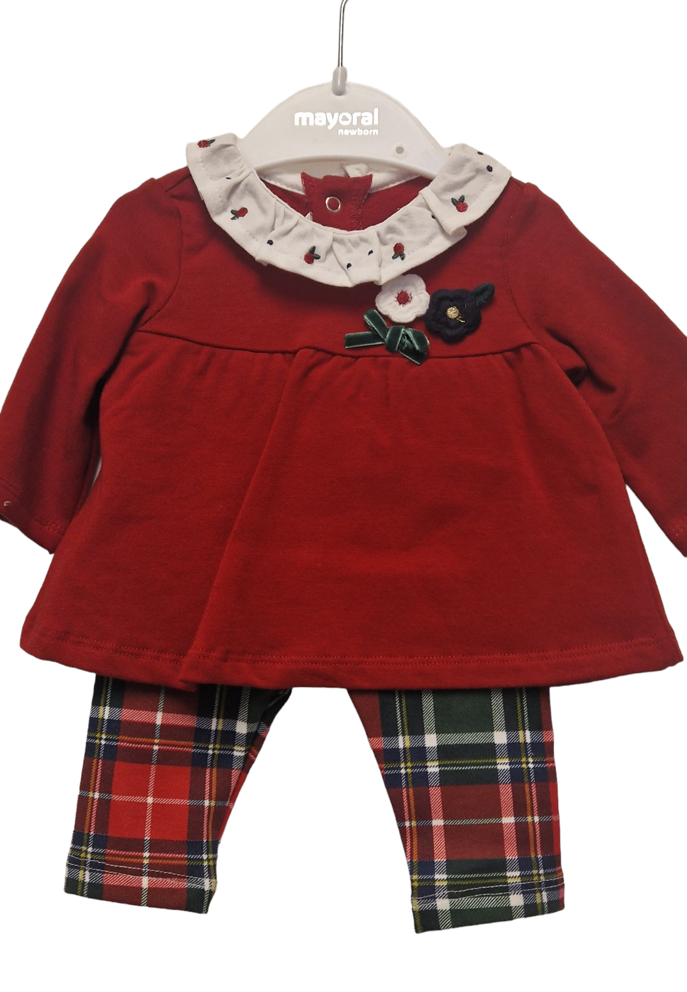 Mayoral Newborn Girls Tartan Leggings Velour Top