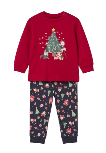 Mayoral Girls Age 12 Months Two Piece Christmas Cotton Pyjamas Lounge mono kidswear