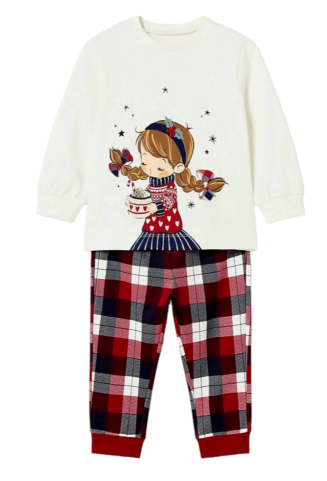 Mayoral Girls Age 12 Months Two Piece Christmas Cotton Pyjamas Lounge mono kidswear