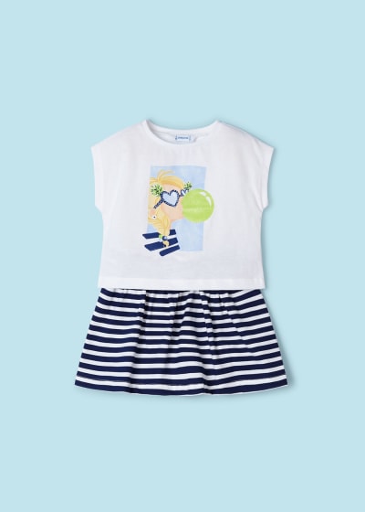 Mayoral Girls Age 4 Printed Top and Skirt Set 3958-49