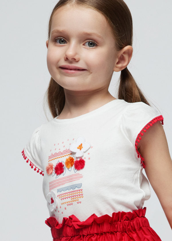 Mayoral Girls Age 4 Poplin Skirt & PrintedTop Set 3905-53/3096-78