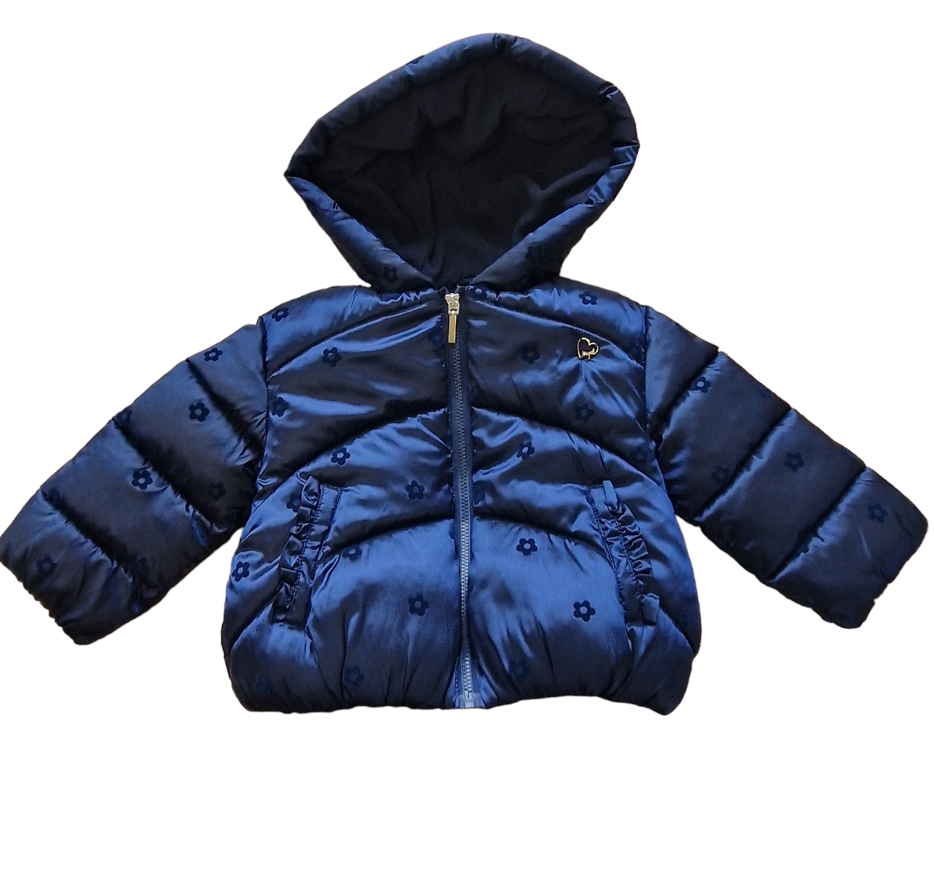 Mayoral Age 12 Months Shiny Puffer Jacket With Floral Print mono